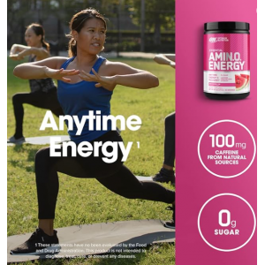 Optimum Nutrition Amino Energy - Pre Workout with Green Tea, BCAA, Amino Acids, Keto Friendly, Green Coffee Extract, Energy Powder - Watermelon, 30 Se