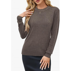Arach&Cloz Women Spring Fashion Wool Blend Sweater 2025 Long Sleeve Crew Neck Business Casual Pullover Tops Trendy Outfits