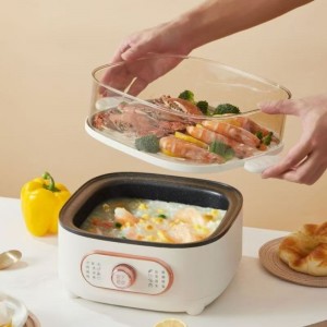 110V export electric steamer multifunctional electric boiling pot Electric hot pot large capacity three layers above steaming under cooking transparen