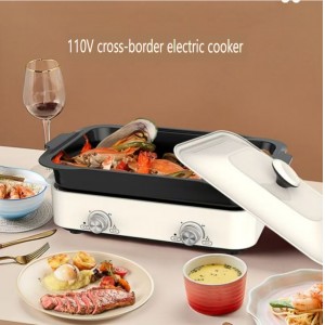 110V new hot pot electric hot pot one household electric multi-functional cooking barbecue oven electric barbecue dual-purpose barbecue