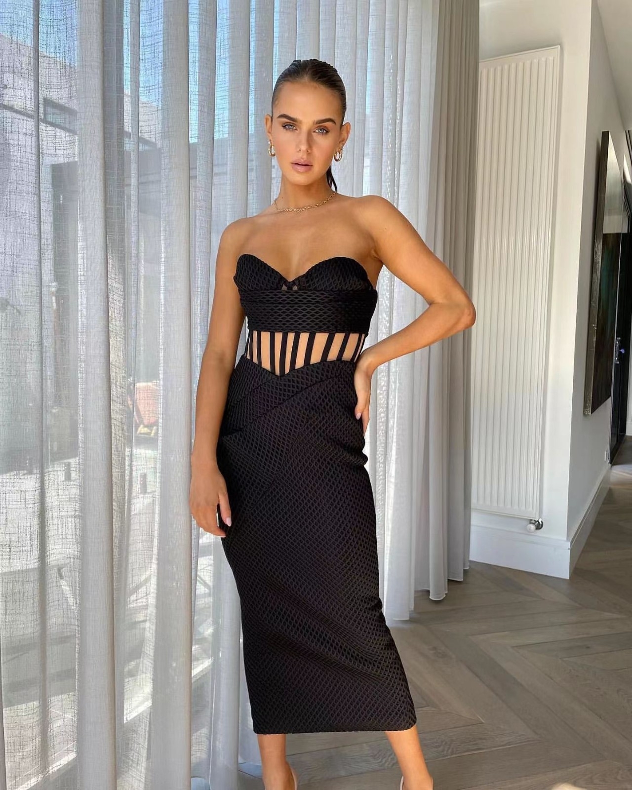 2022 Summer New Annual Meeting Evening Dress Fashion Personalized Bandeau Stack Collar Birthday Party Dress Dinner Women&#039;s Clothing