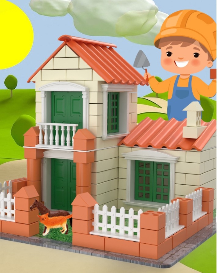 Factory Wholesale Children&#039;s Masons Build Houses Wall Toys Small Cabins Model Assembly Handmade DIY Architects