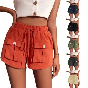 2023 Europe plus size women&#039;s summer new casual shorts Amazon foreign trade pocket loose waist