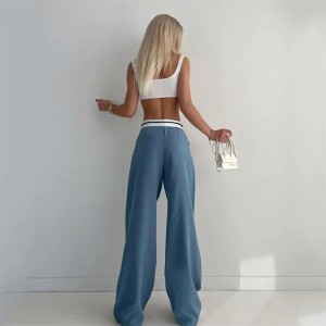 New high waist straight pants in spring and summer of 2023, casual slacks in Europe and America, women&#039;s wild suit pants, wide-leg pants,