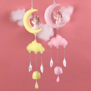 Pink Girl&#039;s Heart Annie Baby Wind Chime Cute Girl Room Decoration Car Pendant Creative Gift