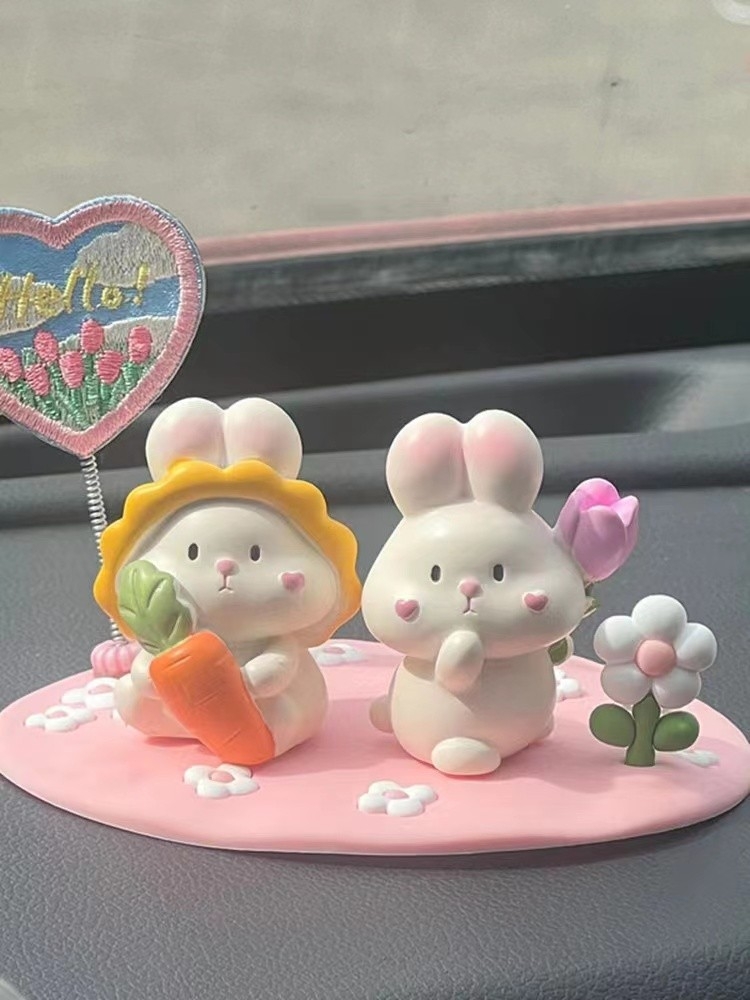 New car decoration cute rabbit decoration car creative middle console car interior jewellery Internet celebrit