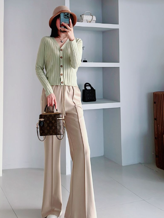 Factory direct supply black straight pants women&#039;s spring and autumn stretch casual wide-leg pants medium high waist drape suit women&#039;s pants