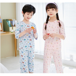 Yacell children&#039;s loungewear seven-sleeved pants set medium and small children&#039;s air conditioning clothing, male and female baby pajamas, pajamas and