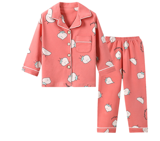 2023 New Kids Spring Autumn Cotton Homewear Girls Lapel Pajamas Pajama Pants Set Boys&#039; Folio Two-Piece Set