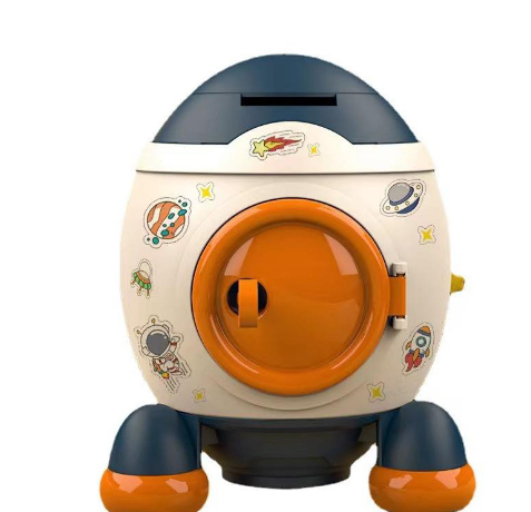 Cross-border cartoon piggy bank, space rocket piggy bank, large capacity piggy bank, internet celebrity children&#039;s toy gifts