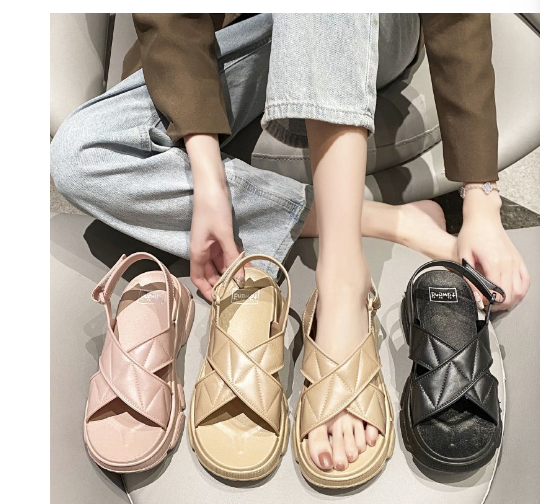 Sandals women wear new net celebrity ins tide beach shoes Korean version non-slip student Roman shoes platform muffin shoes outside the summer