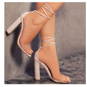 European and American large size foreign trade sandals women&#039;s Roman style open-toe cross ankle strap high heeled block heel mother sandals women