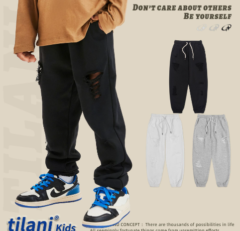 TILANI children&#039;s clothing, European and American trendy brand washed and cut, hip-hop, men&#039;s and women&#039;s trousers, team clothes, street dance boys&#039; p