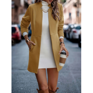 Women Europe and the United States autumn and winter elegant simple commute thick long-sleeved double-sided coat woman