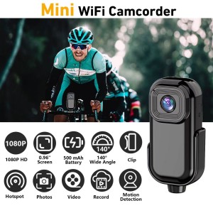 0.15kg pocket motion recorder camera back clip HD camera 0.96 inch color screen 140 degrees wide Angle