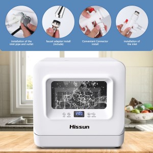 110V Canada exclusive HISSUN countertop dishwasher automatic household free installation disinfection intelligent drying 6kg