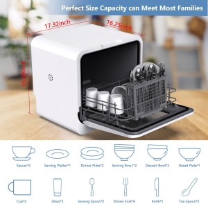 110V Canada exclusive HISSUN countertop dishwasher automatic household free installation disinfection intelligent drying 6kg